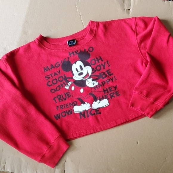 Disney Tops - Disney Red and Black Mickey Mouse Crop Top